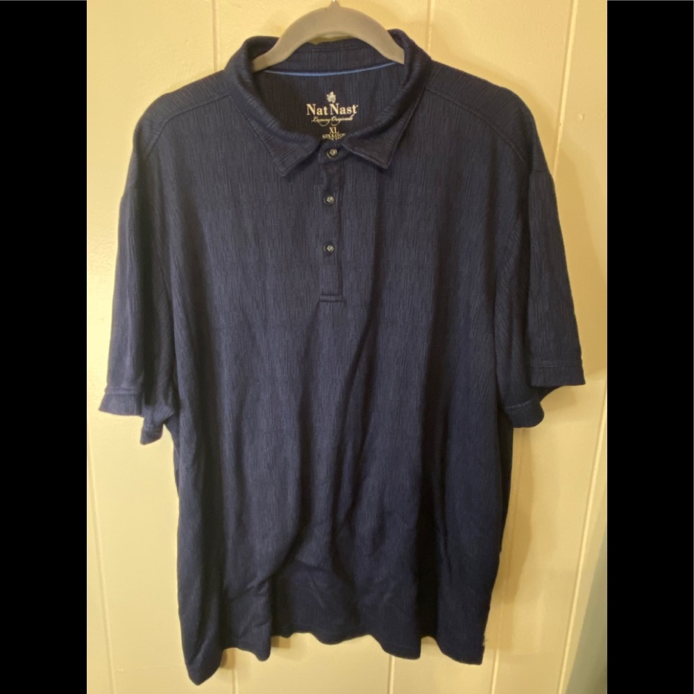 NAT NAST LUXURY ORIGINALS POLO SHIRT Sz Mens XL Blue Poly Blend